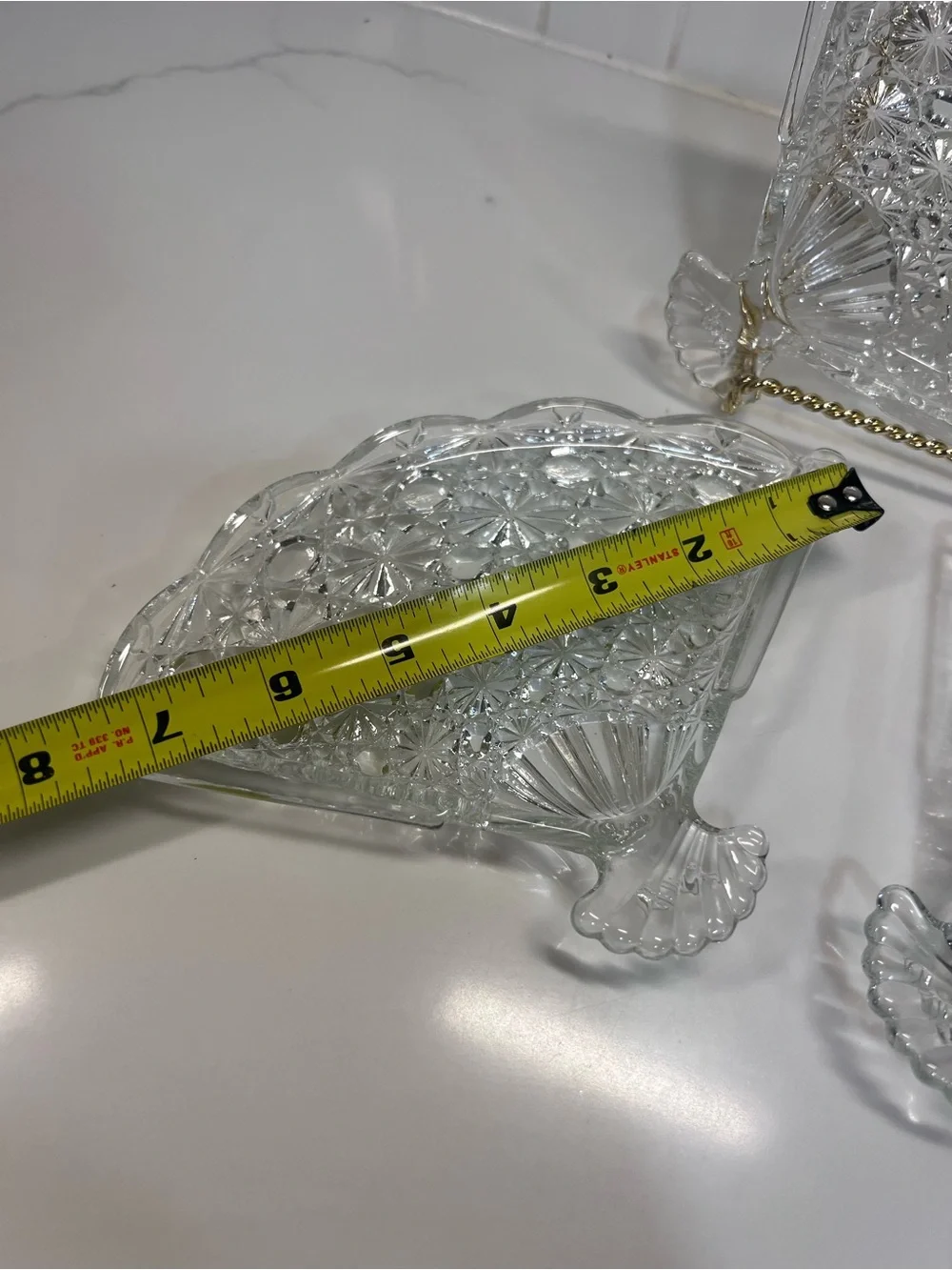 Vintage Avon Clear Glass Fan Plates 7 used For Snack Plate Trinkets Or Soap Dish